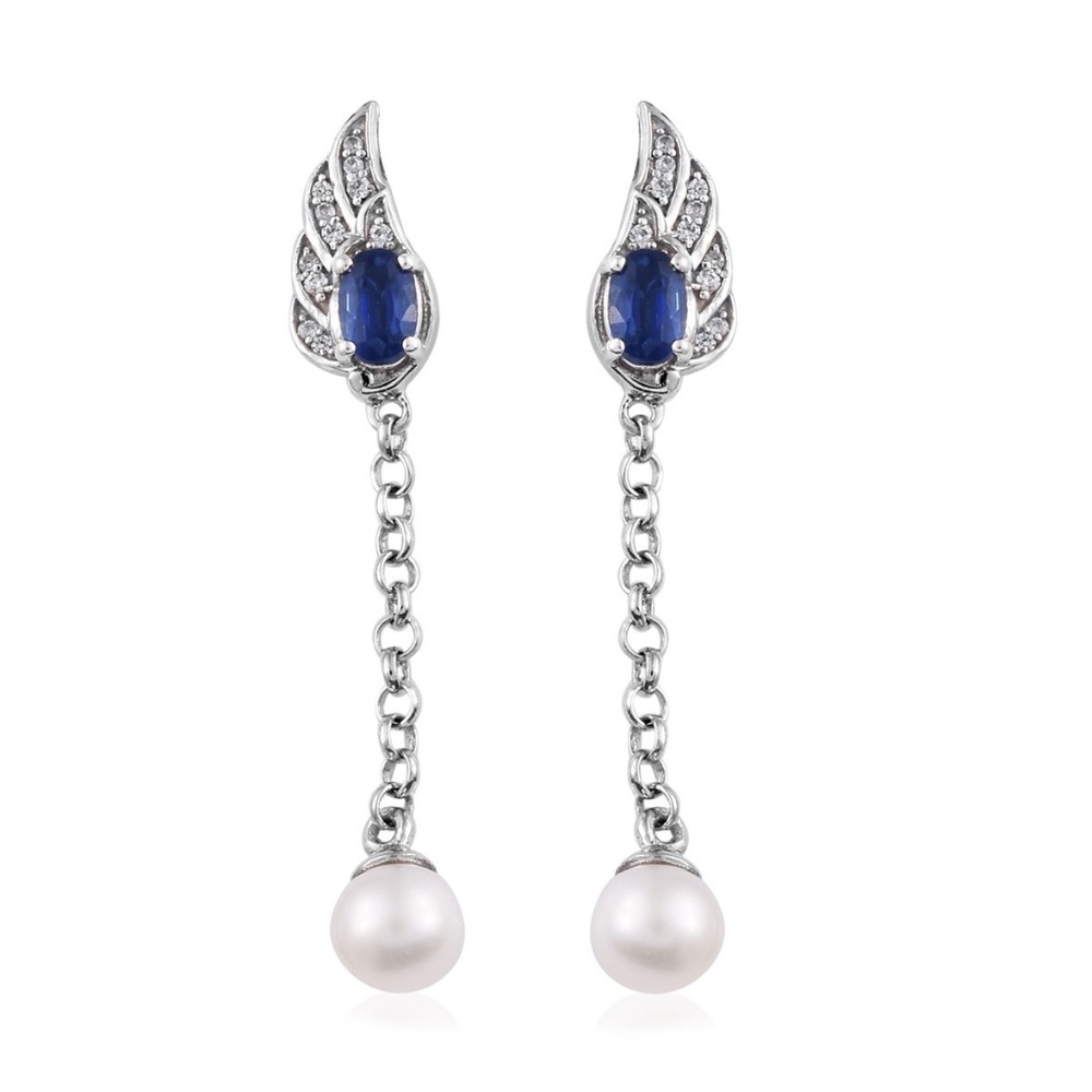 Kashmir Kyanite, Multi Gemstone Wing Drop Earrings